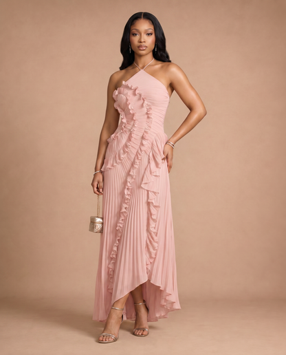 Celeste Pleated Dress — Blush Pink