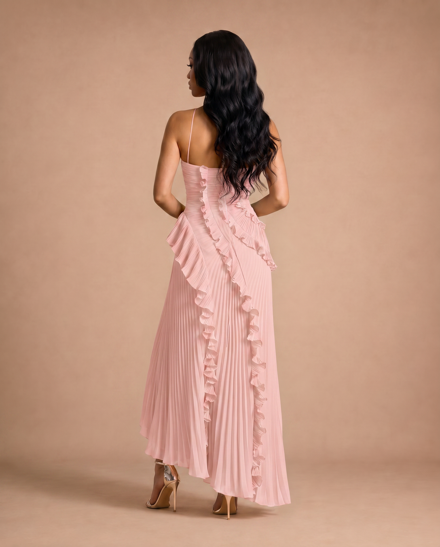 Celeste Pleated Dress — Blush Pink