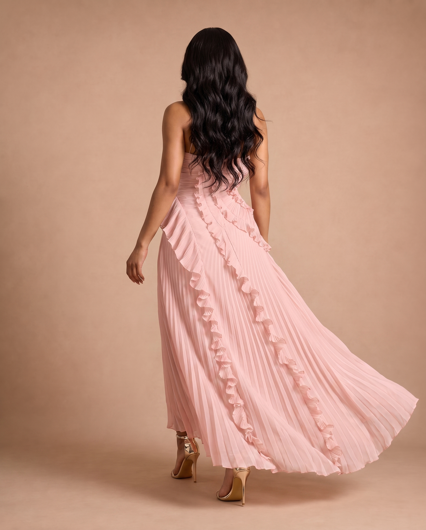 Celeste Pleated Dress — Blush Pink