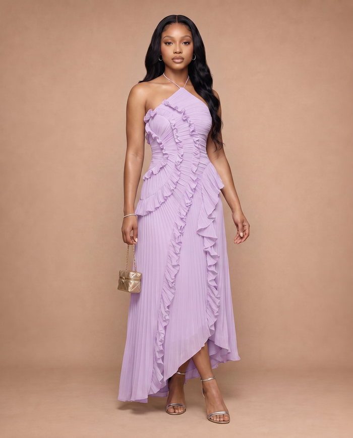 Celeste Pleated Dress — Lavender