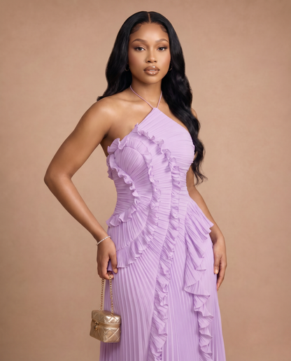 Celeste Pleated Dress — Lavender
